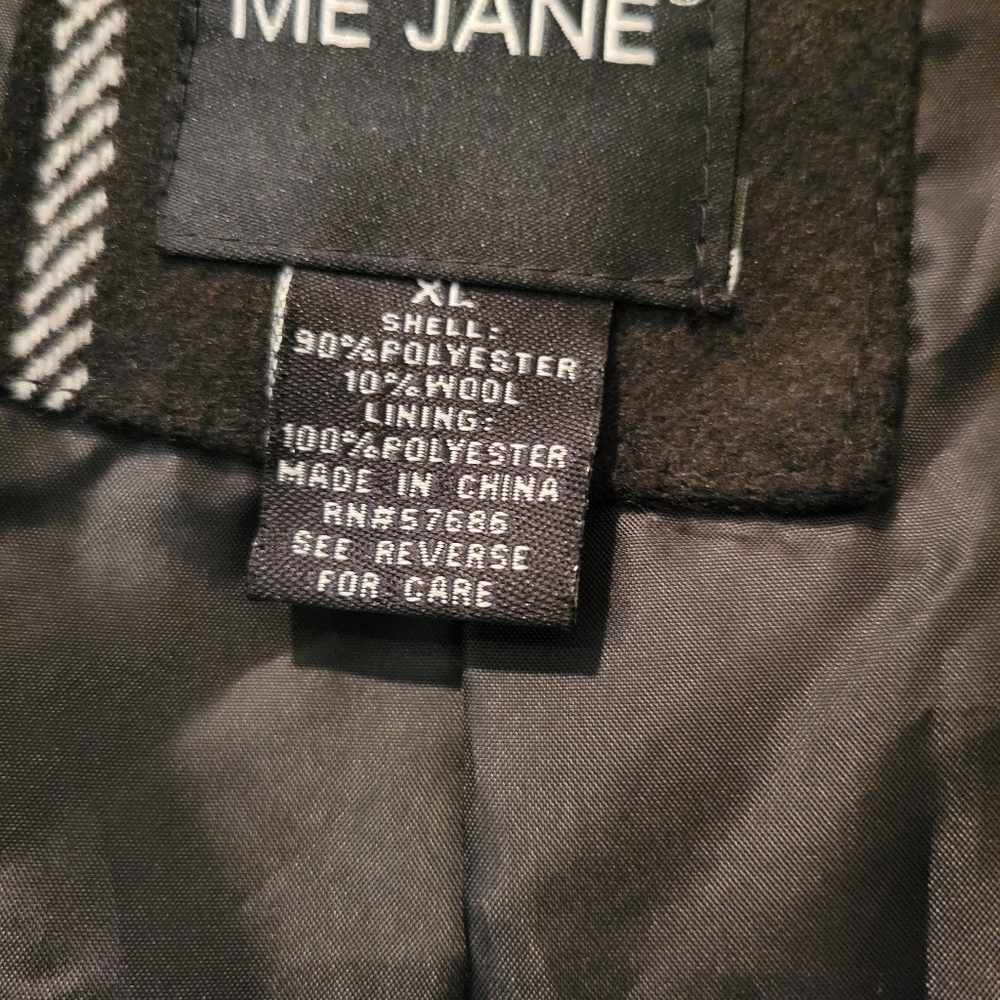 Me Jane Black & White Plaid Belted Pea Coat - Picture 2 of 5